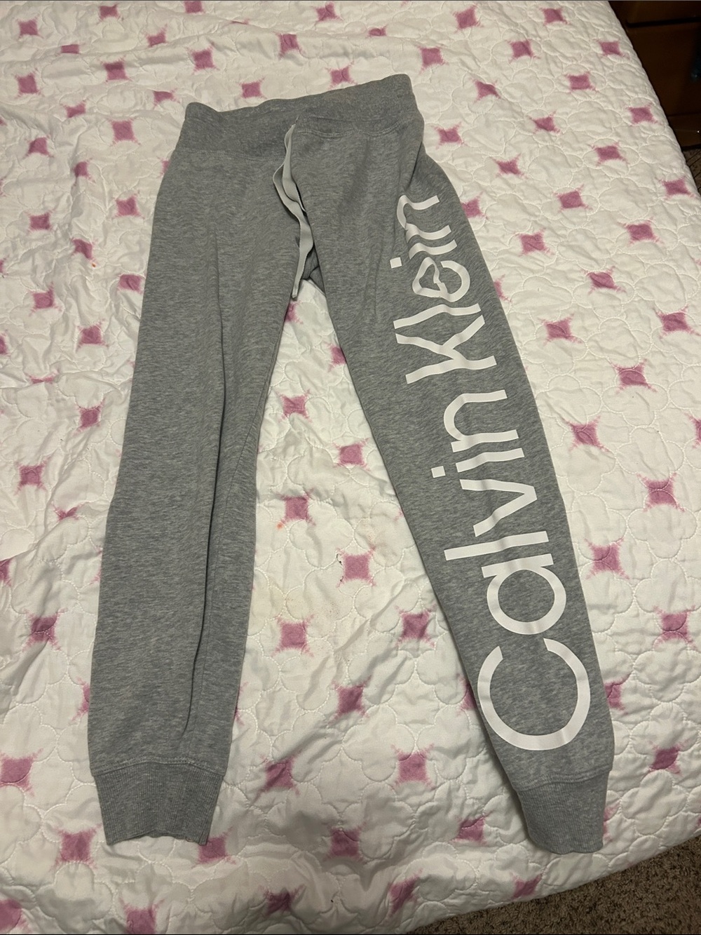 Calvin Klein Kids Gray Logo Jogger Pants with White Print